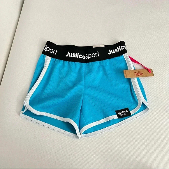 Justice Girls Core Solid Mesh Shorts Blue/Black Elastic Waist size Small (7/8) - Picture 1 of 12